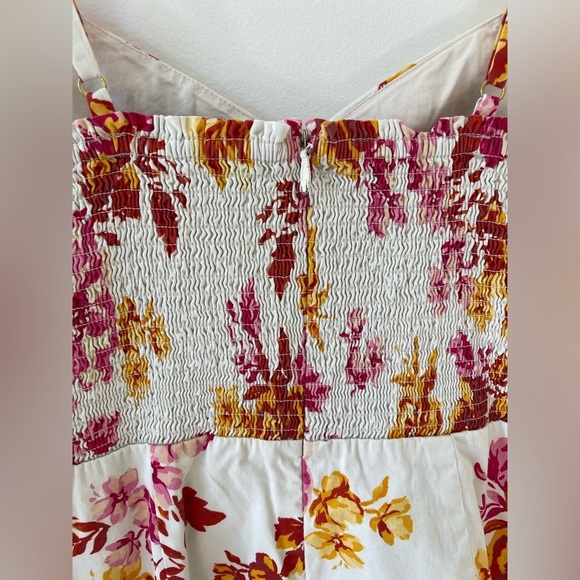 Great Jones White Floral Midi Dress faux wrap size 12 cotton adjustable strap - Picture 7 of 13